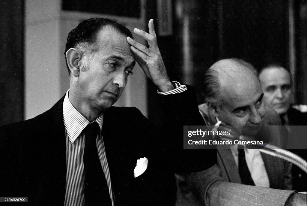 José Alfredo Martínez De Hoz & Juan Alemann At A Press Conference