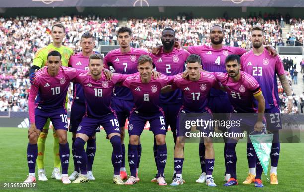 Germany players pose for a team photograph prior to the international friendly match between Germany and Greece at Borussia Park Stadium on June 07,...