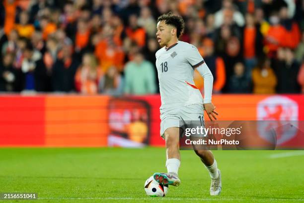 Mikael Anderson Left Winger of Iceland and Aarhus GF during the international friendly match between Netherlands and Iceland at De Kuip on June 10,...