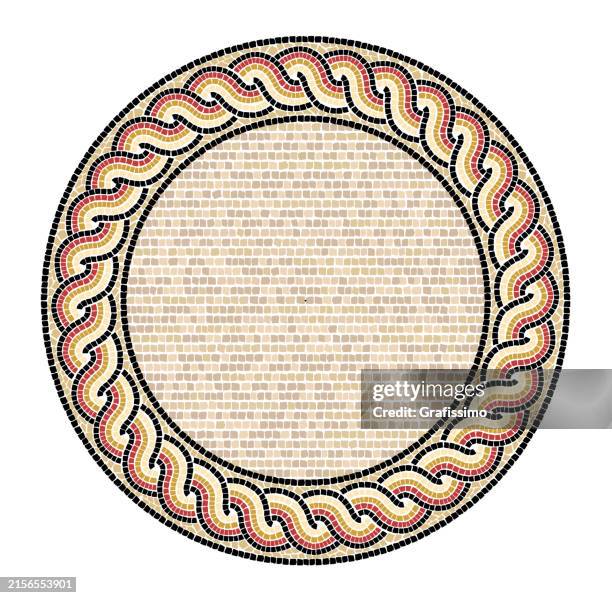 bildbanksillustrationer, clip art samt tecknat material och ikoner med antique roman mosaic circular frame design element - mosaik