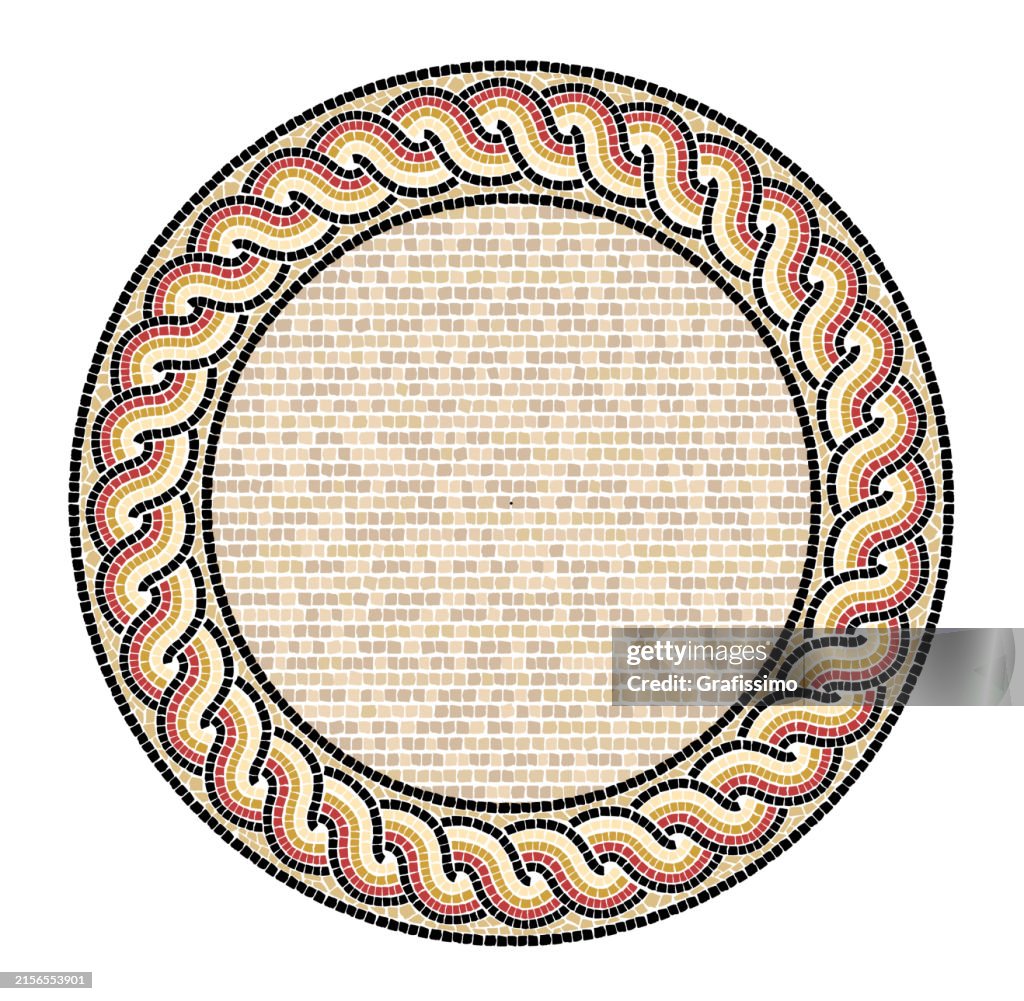 Antique Roman Mosaic circular frame design element