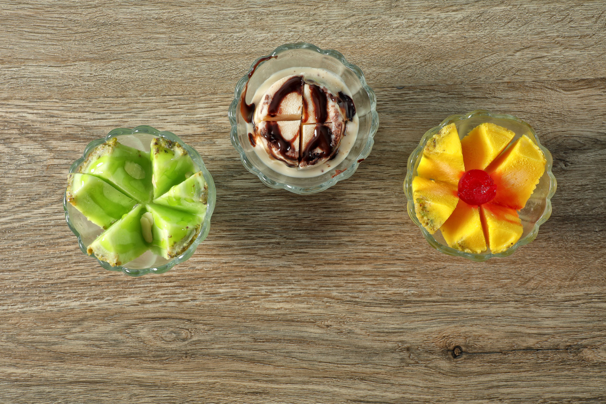 three colored dessert
