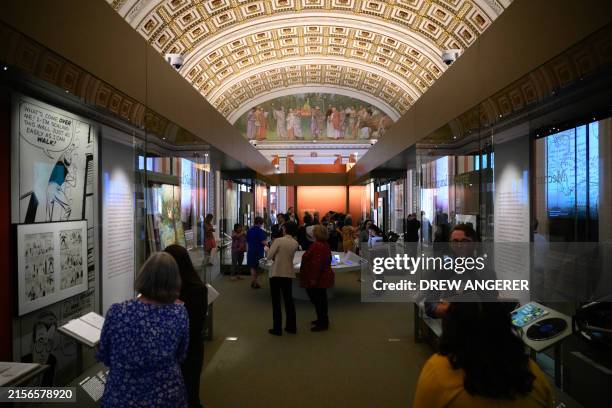 An overall view inside "Collecting Memories: Treasures from the Library of Congress," the inaugural exhibition in the new David M. Rubenstein...