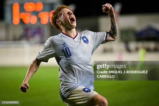 Puerto Rico Striker Jeremy De Leon celebrates a goal during the FIFA 2026 World Cup CONCACAF, Group F qualifying match between Anguilla and Puerto...