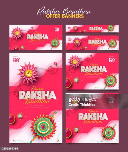happy raksha bandhan ceremony banner template design - rakhi stock illustrations