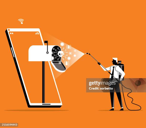 smartphone - mailbox - checking mailbox stock illustrations