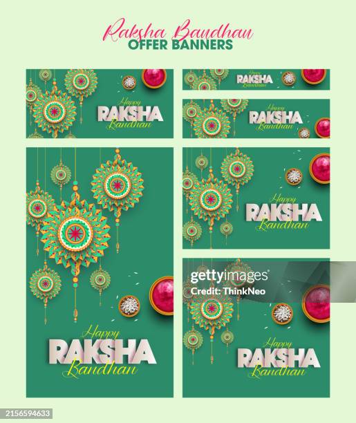 happy raksha bandhan ceremony banner template design - rakhi stock illustrations