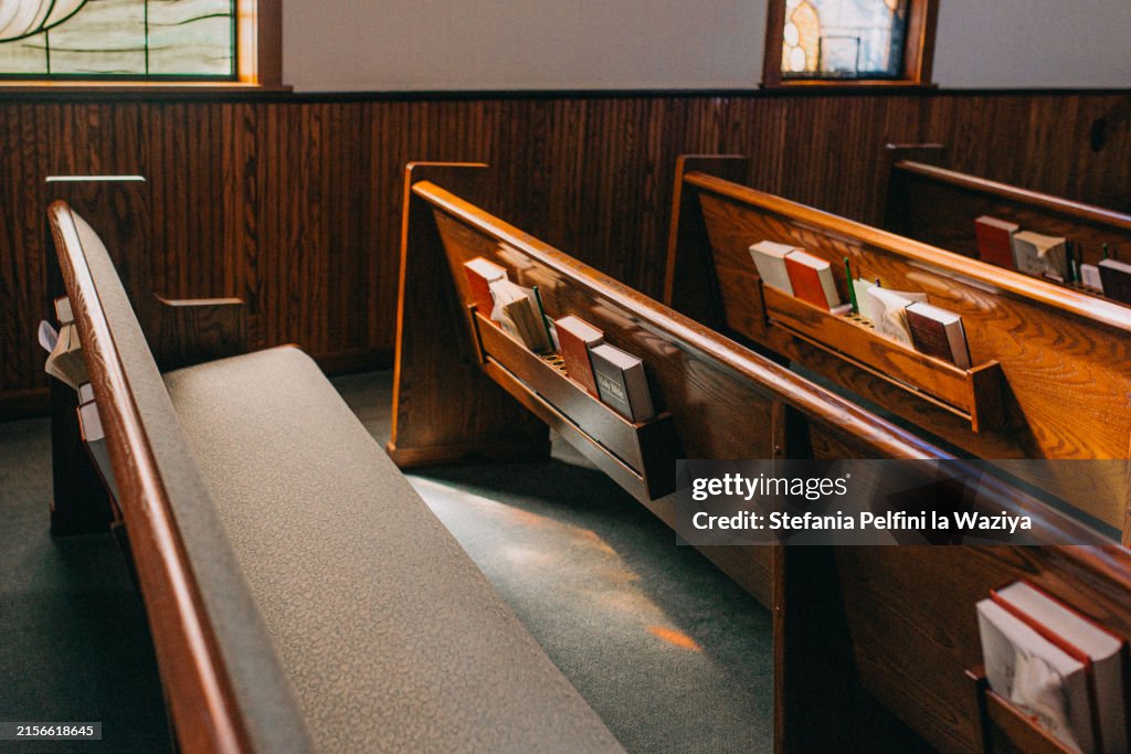 Pew Stop Empty Wooden Church Pews High-Res Stock Photo - Getty Images