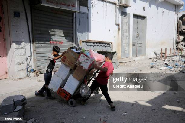 Children working in different professions are viewed on "World Day Against Child Labour" in Gaza City, Gaza on June 12, 2024. Palestinian children...