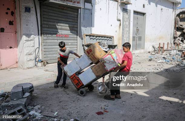 Children working in different professions are viewed on "World Day Against Child Labour" in Gaza City, Gaza on June 12, 2024. Palestinian children...