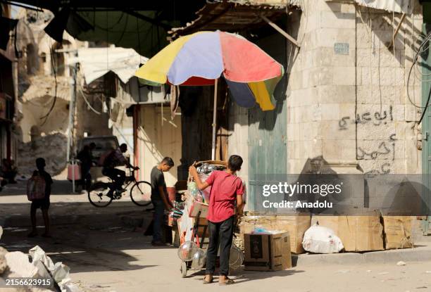 Children working in different professions are viewed on "World Day Against Child Labour" in Gaza City, Gaza on June 12, 2024. Palestinian children...