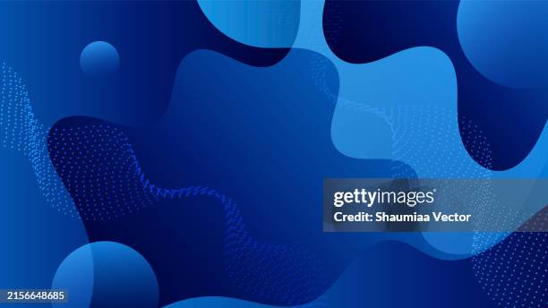 blue abstract modern background with dotted line and wave layer - mathematically generated pattern stock illustrations