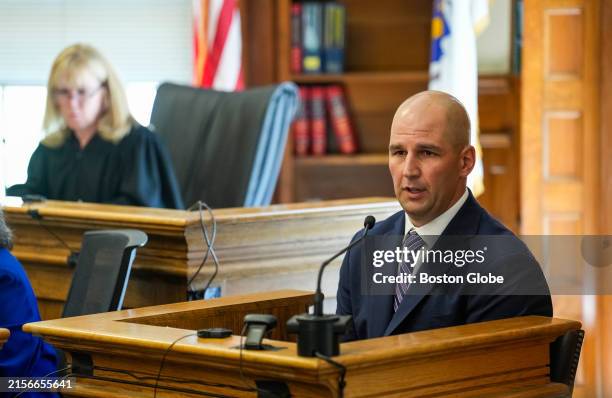 Massachusetts State Police Trooper Michael Proctor takes the stand during Karen Read's murder trial at Norfolk Superior Court.