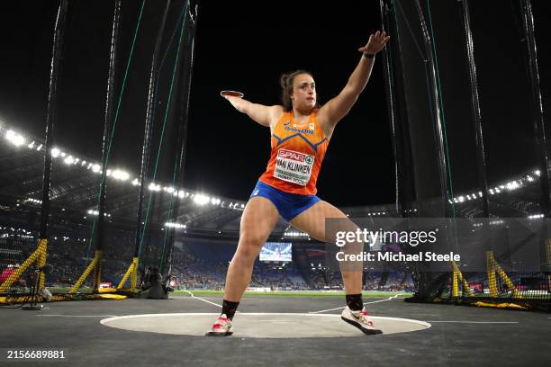 Jorinde Van Klinken of Team Netherlands competes in the Women's Discus Throw Final on day two of the 26th European Athletics Championships - Rome...