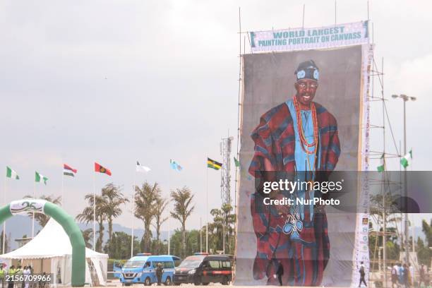 The World's Largest Portrait On Canvas Was Unveiled At Eagles Square, Abuja, For The 25th Anniversary Of Democracy Day In Abuja, Nigeria On June...