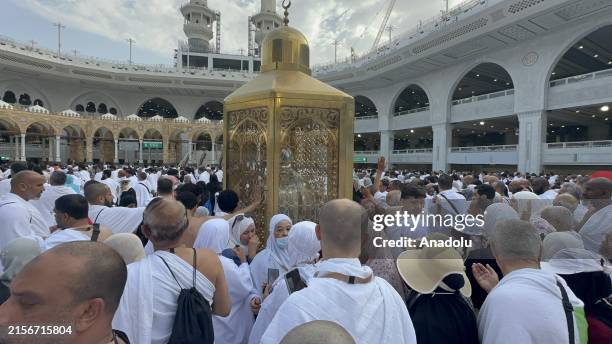 Muslims coming from all over the world to the holy land continue their prayers to fulfill the Hajj pilgrimage at the Kaaba in Mecca, Saudi Arabia on...