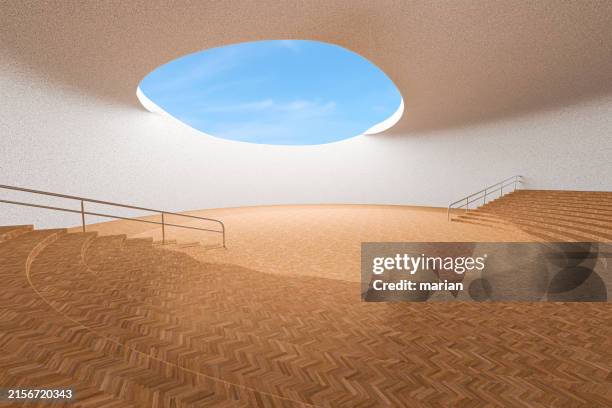 circular concert hall, 3d rendering - concertgebouw stockfoto's en -beelden
