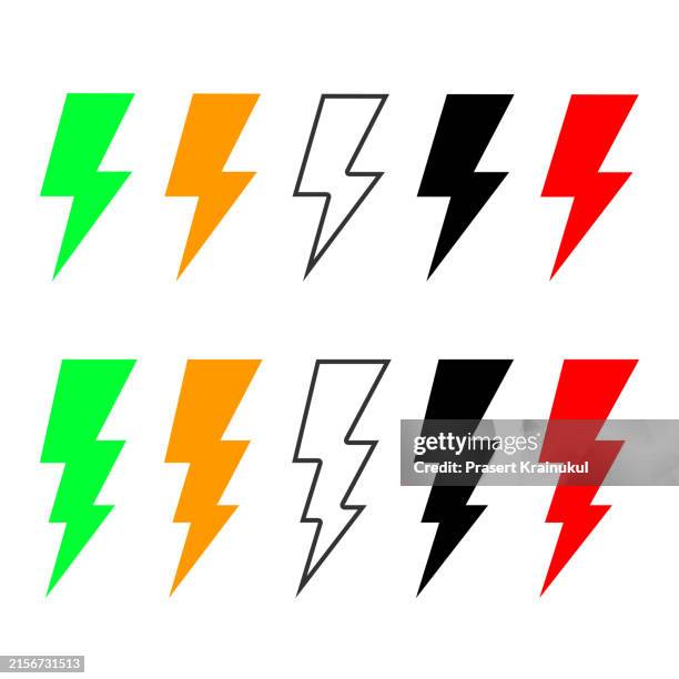 set of lightning bolt icons vector - flash stock-fotos und bilder