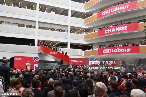 Labour Party leader Sir Keir Starmer speaks during the launch of Labour's general election manifesto on June 13, 2024 in Manchester, United Kingdom....