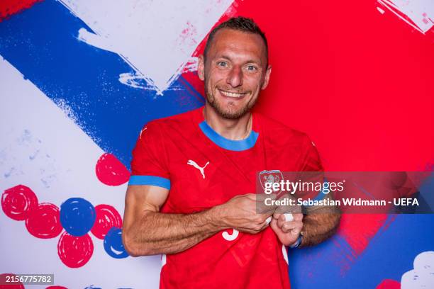 Vladimir Coufal of Czechia poses for a portrait during the Czechia Portrait session ahead of the UEFA EURO 2024 Germany on June 08, 2024 in...