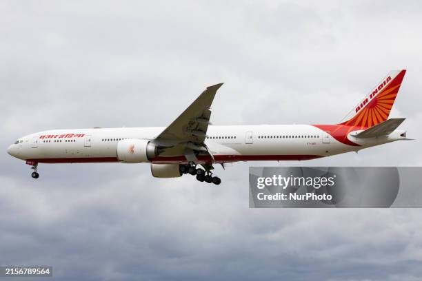 An Air India Boeing 777 is at London Heathrow Airport in London, United Kingdom, on June 10, 2023.