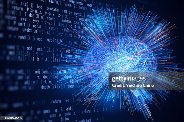 artificial general intelligence brain and program code - large language model stockfoto's en -beelden