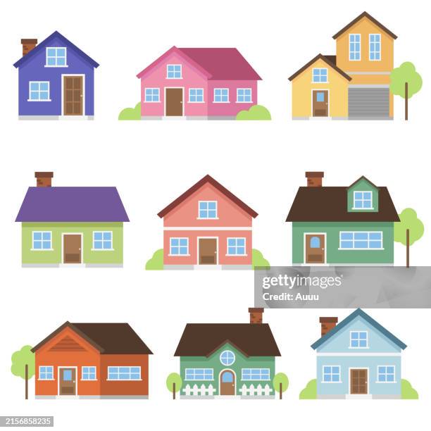 illustrations, cliparts, dessins animés et icônes de ensemble de house flat design - maison
