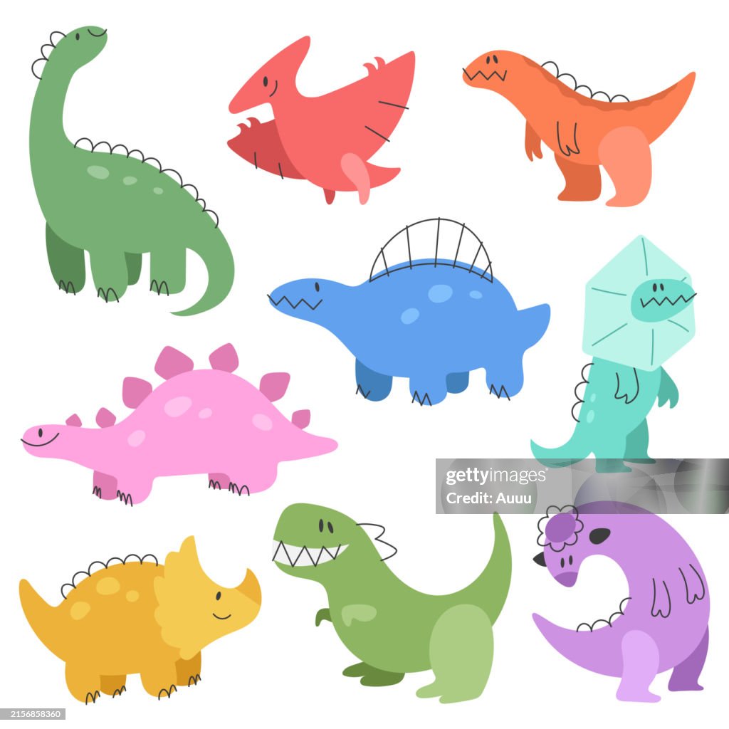 Set of Dinosaur flat design