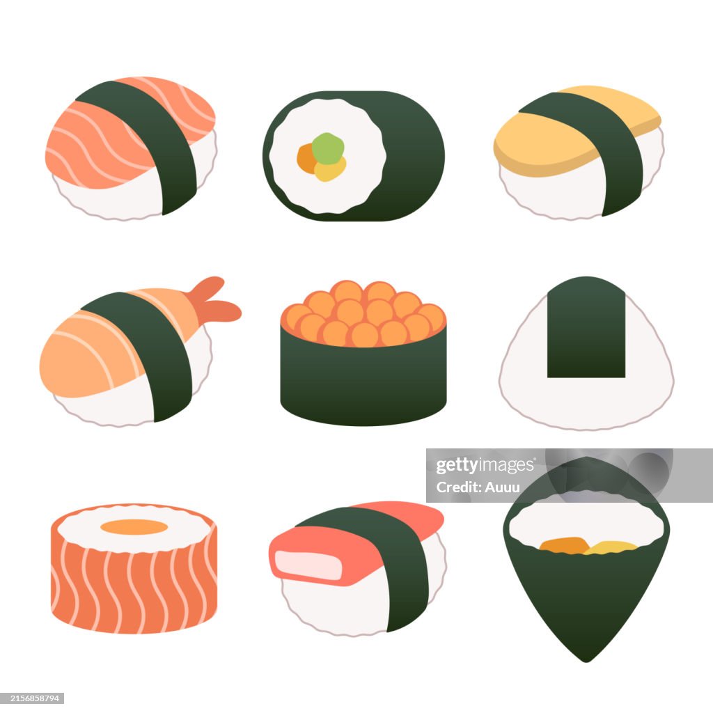 Set of Sushi flat design