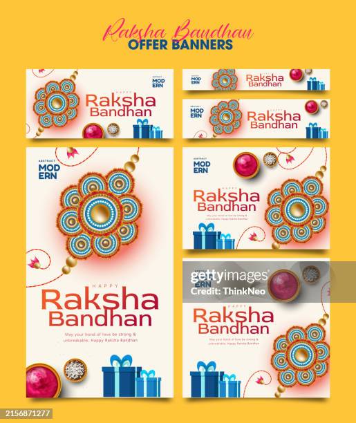 happy raksha bandhan ceremony banner template design - raksha bandhan stock illustrations