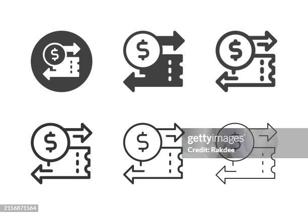 ticket trading icons - multi series - ticket machine stock illustrations