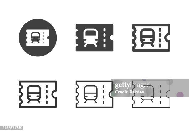 transport ticket icons - multi series - electric train stock illustrations