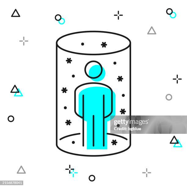 sick person placed in isolation. line icon on white background - motion sickness stock illustrations