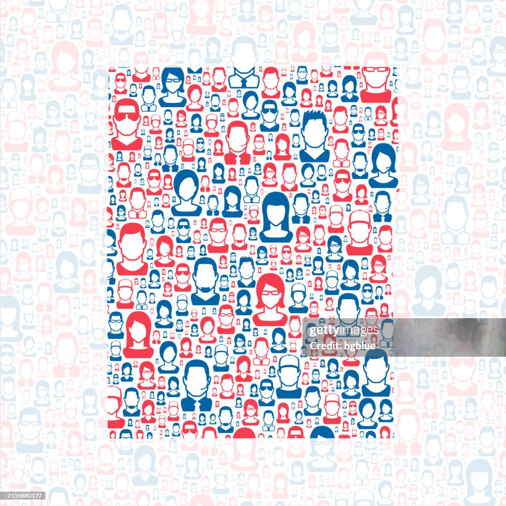 Champaign County, Illinois. Map with blue and red People