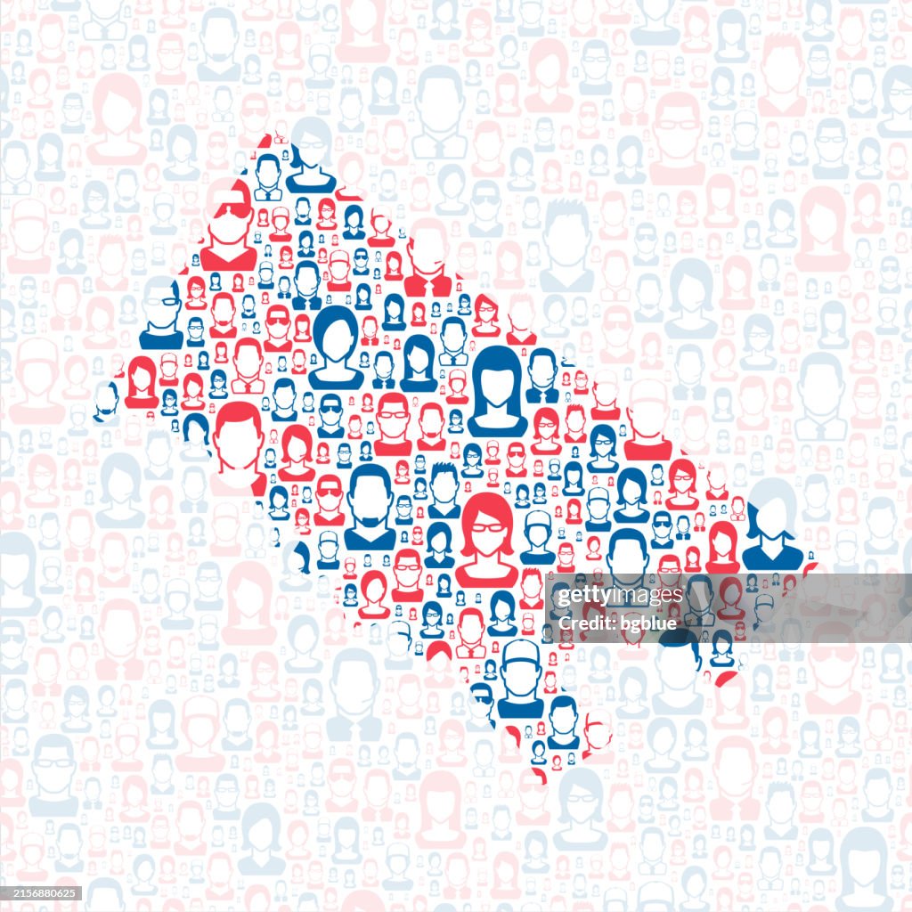 Montgomery County, Pennsylvania. Map with blue and red People