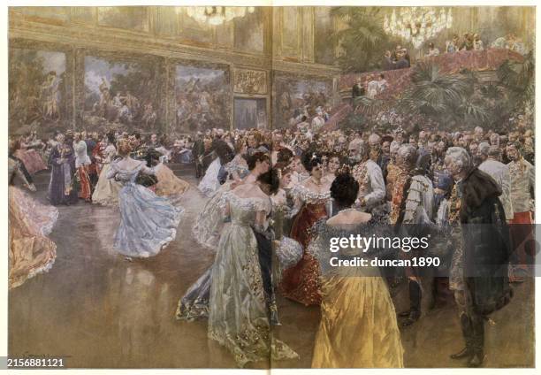 illustrations, cliparts, dessins animés et icônes de françois-joseph ier d’autriche au bal de la cour de vienne, années 1890, 19ème siècle - bal