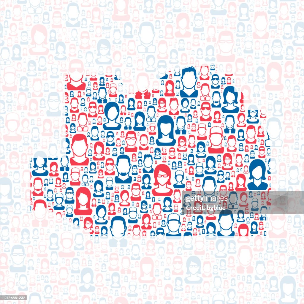 Marion County, Florida. Map with blue and red People