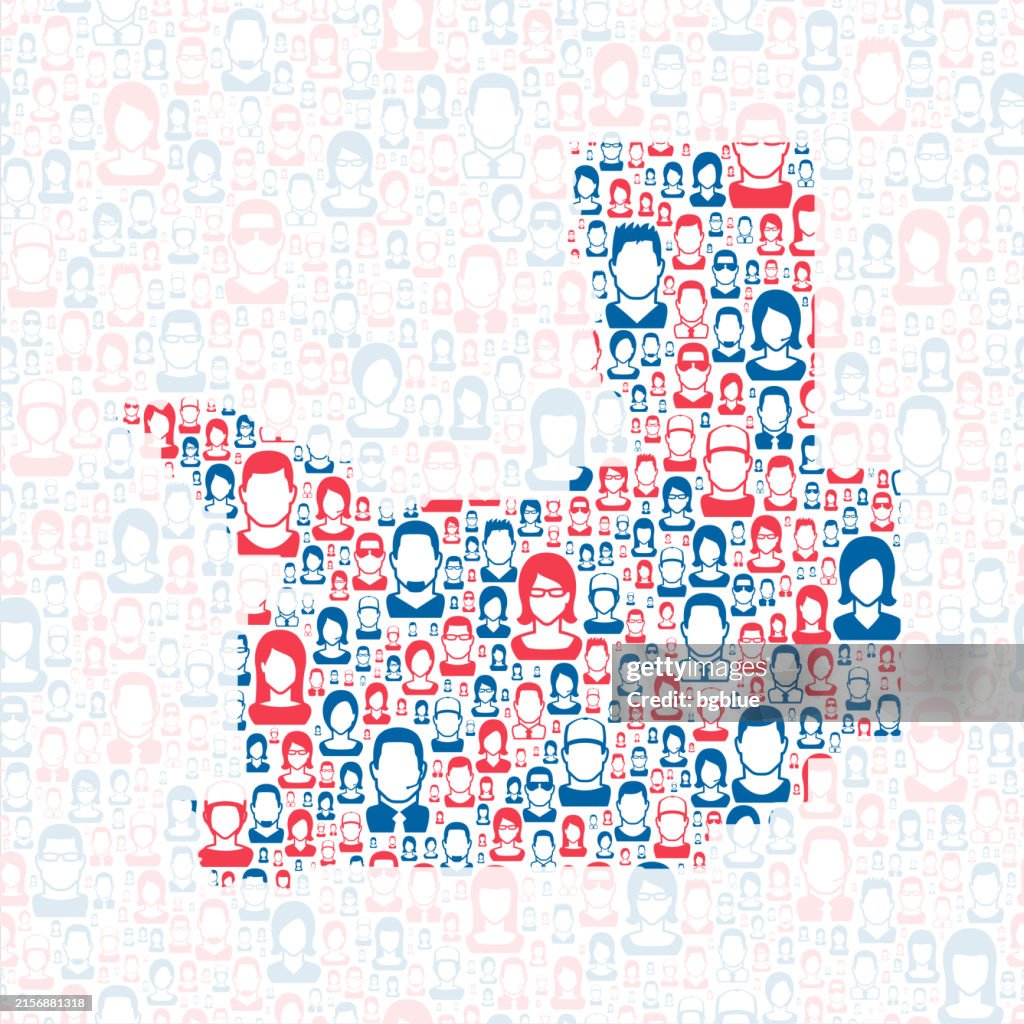 Missoula County, Montana. Karte mit blauen und roten Personen