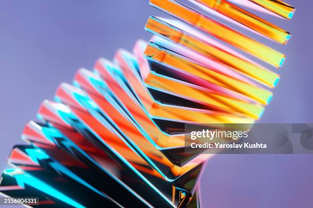 geometric shapes in a futuristic network abstract glass, incorporating cloud technology, big data, financial technology, and artificial intelligence. cgi - spettro luminoso foto e immagini stock