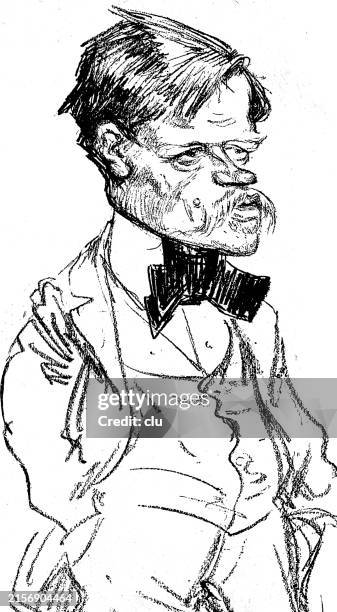a skeptical or devious looking manager with moustache and hands in his pockets looks to the side, huge bow tie on the shirt - glance stock illustrations