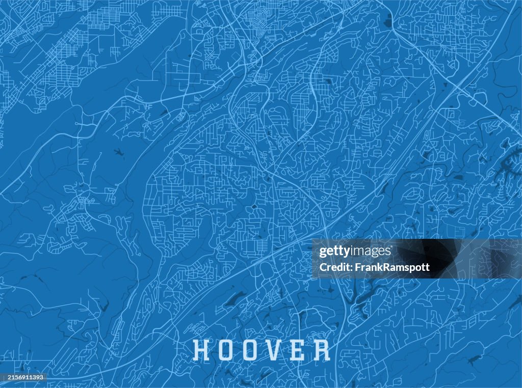 Hoover AL City Vector Road Map Blue Horizontal