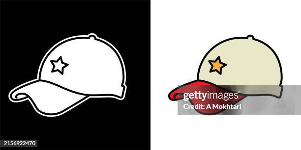 cap icon and illustration. - baseball cap stock illustrations