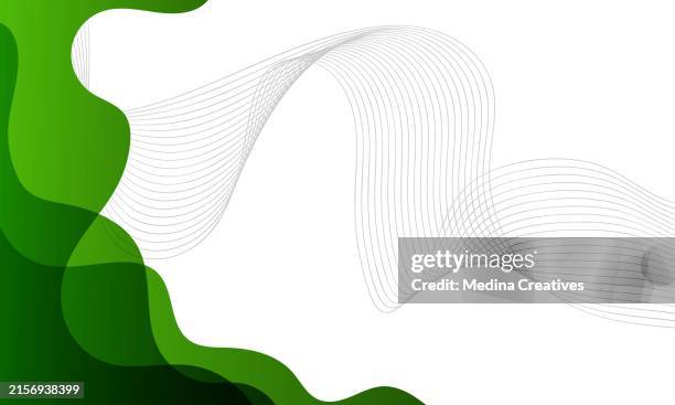 wavy line design on modern abstract gradient green liquid background - golden record stock illustrations