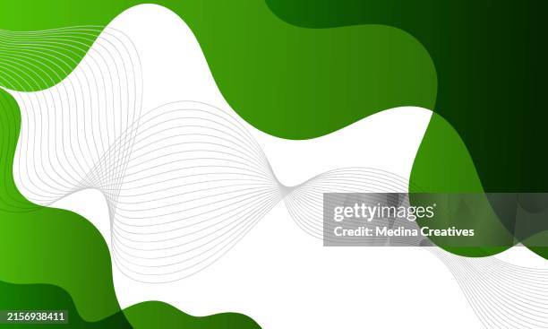 wavy line design on modern abstract gradient green liquid background - wavy hair stock illustrations