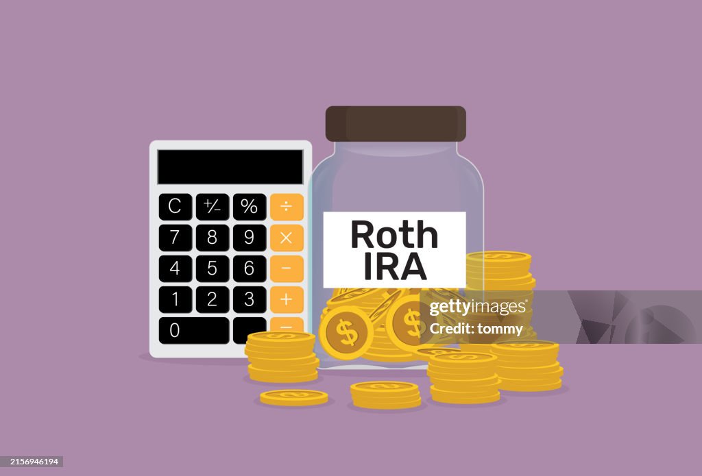 Roth Ira Plan With Calculator For Retirement Concept High-Res Vector ...