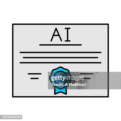 Artificial intelligence certificate icon. Artificial intelligence certificate icon.