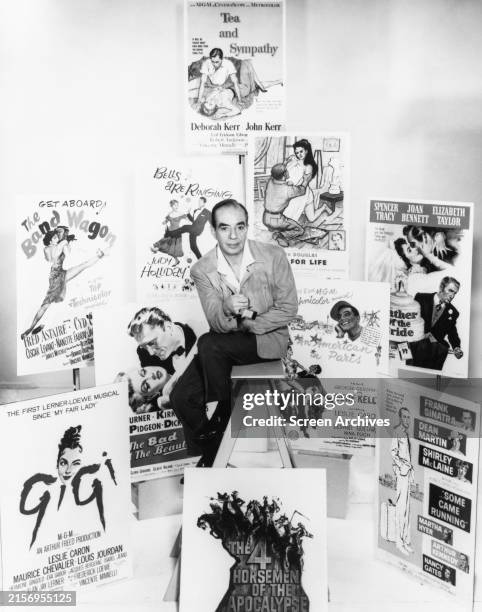 Vincente Minnelli film director by movie posters from his films including 'Gigi' and 'Bad and the Beautiful', 1960s.