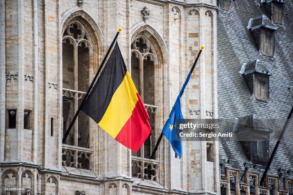 Belgian and European Union flags