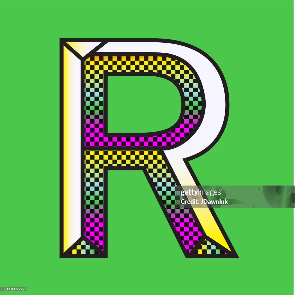Retro Riso Print Style Screen Printing Letter R Font Design Alphabet ...
