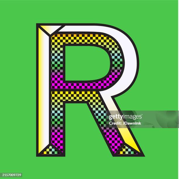Prettycode R Print Retro Riso Print Style Screen Printing Letter R Font Design Alphabet ...